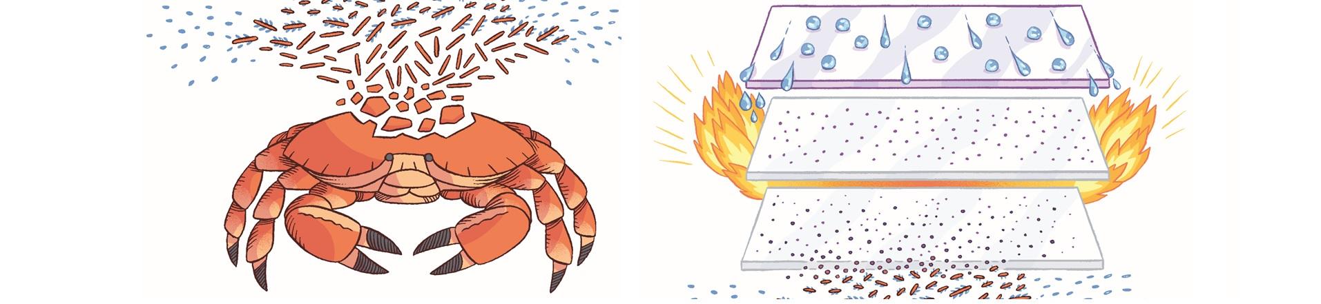 crabs and hydrophobic and trasparent coatings